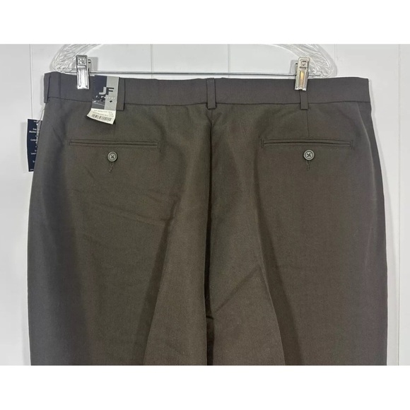 NWT J. Ferrar Men's Brown Olive Pleated Dress Pants Trousers Sz 38x34 - Picture 4 of 10
